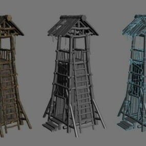 3D model dřevěné strážní věže