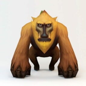 Modello 3d del babbuino dei cartoni animati Low Poly