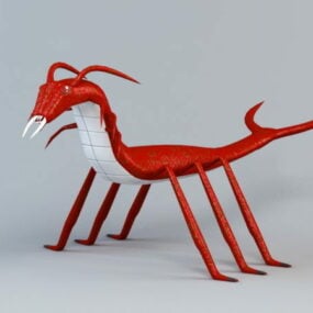 Red Centipede Cartoon 3d model