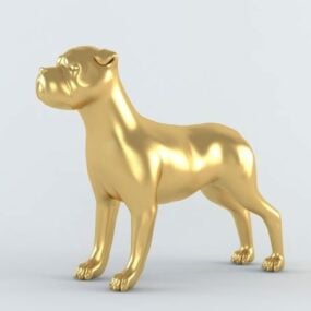 Gold Dog Figurine 3d model