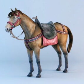 Häst med sadel 3d-modell