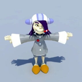 Animated Cartoon Girl 3d model