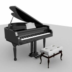 Piano y banco modelo 3d
