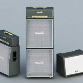 Amplifier And Speakers 3d model