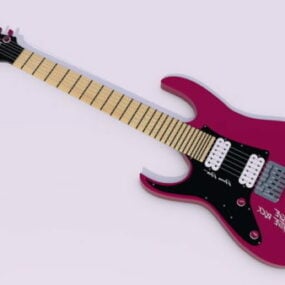 Model 3d Gitar Bass Merah Modern