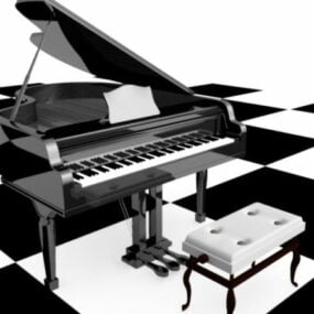 Piano y taburete modelo 3d