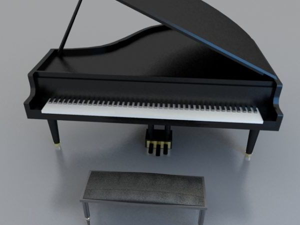 Black Grand Piano With Stool