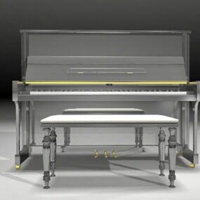 स्टूल 3डी मॉडल के साथ ईमानदार पियानो