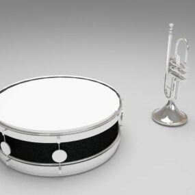 Trumpet And Drum 3d model