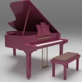 โมเดล 3 มิติแกรนด์เปียโนสีม่วง