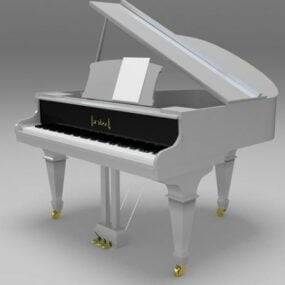 Modelo 3d de piano de cola blanco
