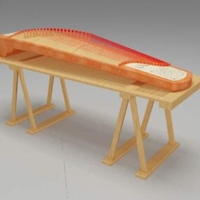 דגם תלת מימד של כלי מיתר סיני Guzheng