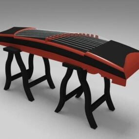 Guzheng com suporte Modelo 3d