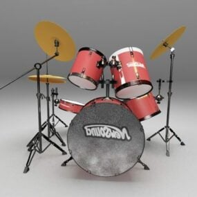 Drum Set With Cymbals 3d model