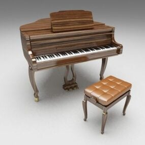 スツール付きグランドピアノ3Dモデル