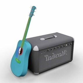 Gitar og forsterker 3d-modell