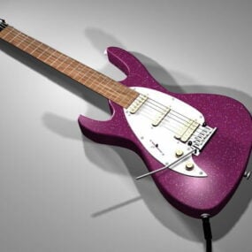 Model 3d Gitar Elektrik Ungu