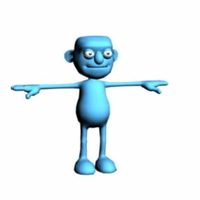 Blauw Cartoon persoon Rig 3D-model