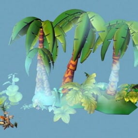 Tropical Island Cartoon 3d model
