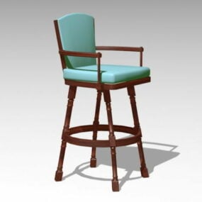 Vintage Wooden Bar Chair 3d model