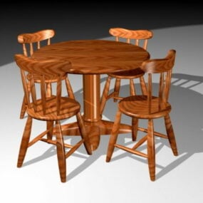 Conjuntos de mesa de jantar redonda Modelo 3D