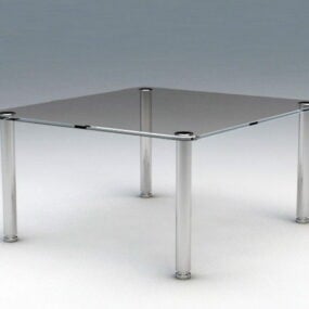 Kwadratowy szklany stolik kawowy Model 3D