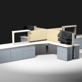 Open Area Cubicles And Workstations 3d model