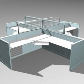 4d модель офисного модуля на 3 человека с ПК