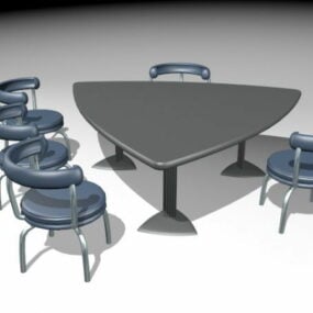 Üçgen Konferans Masası ve Sandalyeler 3D model