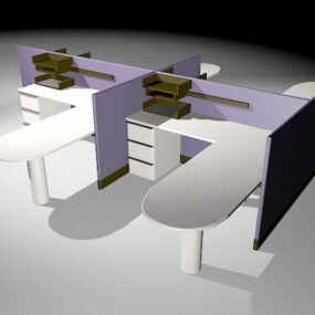 4 Person Office Workstations Furniture 3d model