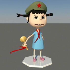 Chińska dziewczynka ze szkoły podstawowej Model 3D z kreskówek