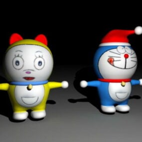 Doraemon & Dorami Rig 3d-model