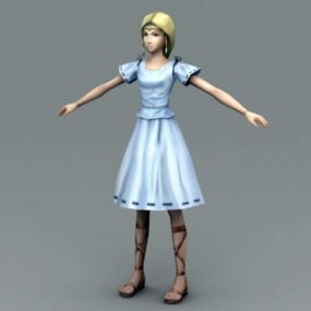 Retro Girl Character 3d model