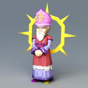 Cartoon bisschop Rig 3D-model