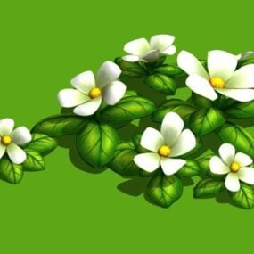 Dibujos animados de plantas con flores modelo 3d
