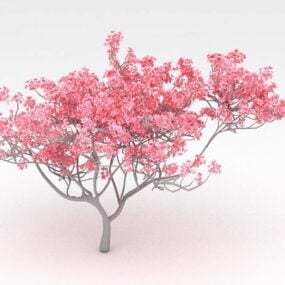 โมเดล 3 มิติของต้นไม้ดอกสีแดง