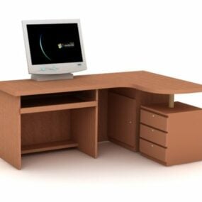 Meja Pejabat Dengan model 3d Komputer