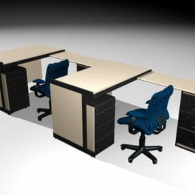 Office Desk Workstation 3d-model