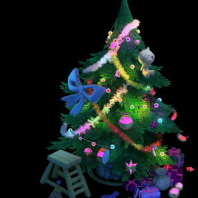 مدل سه بعدی درخت کریسمس با هدیه