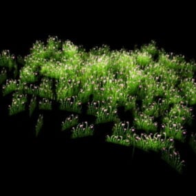 نموذج العشب مع الزهور ثلاثي الأبعاد