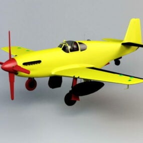 نموذج طائرة كرتونية صفراء ثلاثية الأبعاد