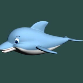 Modelo 3d de plataforma de delfines de dibujos animados animados