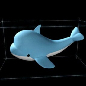 Kreslený 3D model modrého delfína
