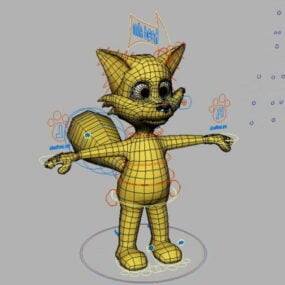 Cartoon Fox Charakter Rig 3D-Modell