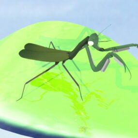 Gold Mantis animert med rigg 3d-modell