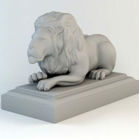 3д модель кладущей статуи льва