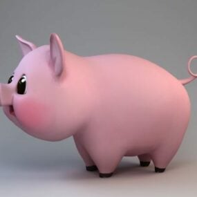 Modelo 3d de cerdo feliz de dibujos animados
