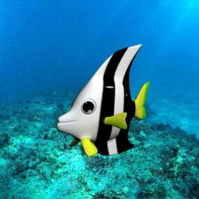 Black And White Butterflyfish 3d model