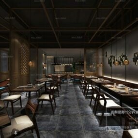Modern Space Restaurant Interior Scene 3d model