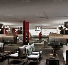 City Restaurant Interior Scene 3D-malli
